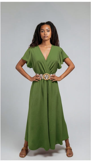 VESTIDO VERDE CAQUI