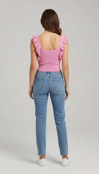 Top volantes rosa