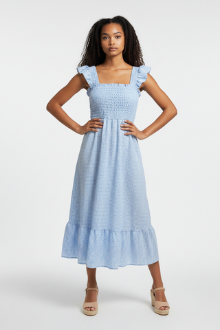 VESTIDO CUADROS AZUL - YeyiMoreno