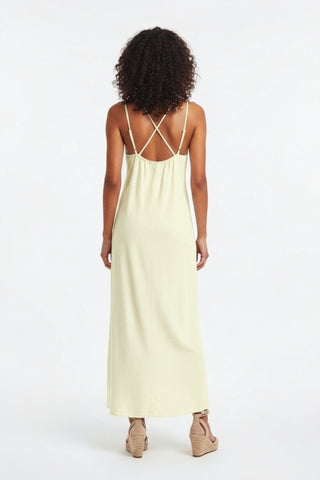 VESTIDO  BEIGE ESPALDA CRUZADA - YeyiMoreno