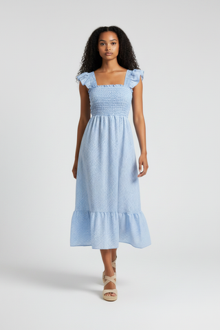 VESTIDO CUADROS AZUL - YeyiMoreno