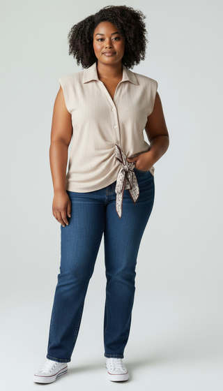 Camisa lazo beige