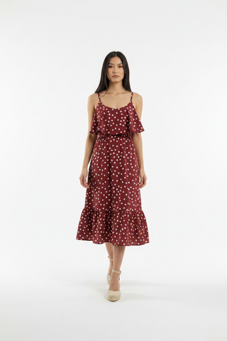 VESTIDO LUNARES BURDEOS - YeyiMoreno