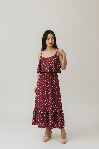 VESTIDO LUNARES BURDEOS - YeyiMoreno