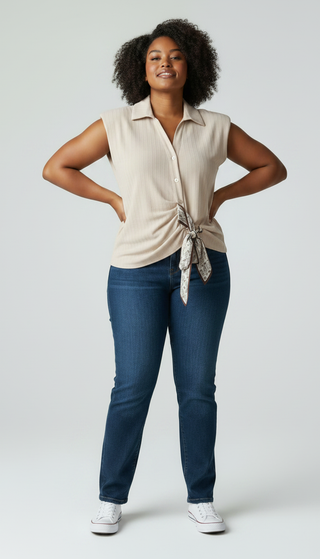 Camisa lazo beige