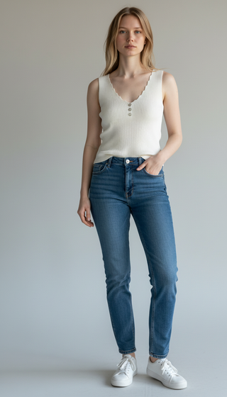 Top botones blanco